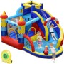COSTWAY Castillo Hinchable Acuatico con Soplador, 6 en 1 Castillo Hinchable para niños 3-10 Años con 3 Niños, 360X290X200CM,