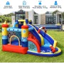 COSTWAY Castillo Hinchable Acuatico con Soplador, 6 en 1 Castillo Hinchable para niños 3-10 Años con 3 Niños, 360X290X200CM,