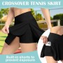AUYAO Falda Tenis Mujer, Falda Deportiva de Verano con Bolsillo y Pantalón, Faldas de Tenis Plisadas para Mujeres para Golf