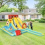 GOPLUS Castillo Hinchable para Niños, Hinchable Grande con Piscina, Pistola de Agua Tobogán Acuático, Adecuado de 3 a 10 Años,