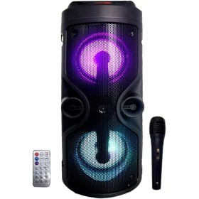 Altavoz Bluetooth – Altavoz Portátil con Modo Karaoke y Micrófono, Radio FM Y Lector USB y SD, Luces LED Discoteca, Altavoz