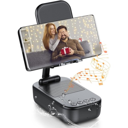 IKG Altavoz Bluetooth Inalambrico con Soporte Movil, Antideslizante & Sonido Envolvente HD,IP7 Impermeable,Altavoz Portatil &