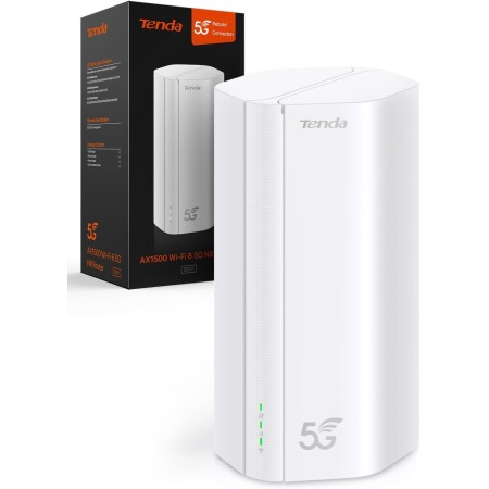 Tenda 5G01 - Router 5G SIM WiFi 6 1500Mbps, Módem 5G/4G LTE con Doble Banda, Ranura Tarjeta Nano SIM, Plug & Play, Puerto