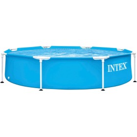 Intex 55242 - Piscina Desmontable Redonda Metal Frame Familiar Color Azul, Medidas Ø244x51 cm, Capacidad 1,828 litros, Material