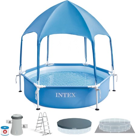 Intex 55242 - Piscina Desmontable Redonda Metal Frame Familiar Color Azul, Medidas Ø244x51 cm, Capacidad 1,828 litros, Material