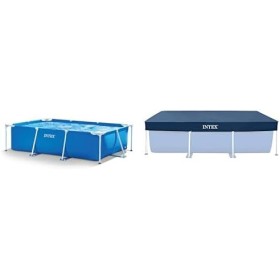 Intex 28272NP Small Frame - Piscina Desmontable, 300 x 200 x 75 cm, 3.834 litros + 28038 - Cobertor Piscina Rectangular