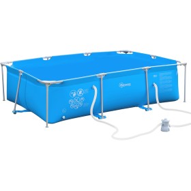 Outsunny Piscina Desmontable Tubular 292x190x75 cm con Depuradora de Cartucho 1200L/H Piscina Rectangular de Exterior para