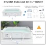 Outsunny Piscina Desmontable Tubular 292x190x75 cm con Depuradora de Cartucho 1200L/H Piscina Rectangular de Exterior para