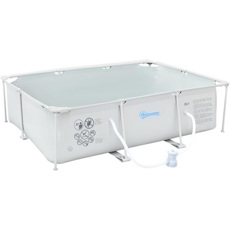 Outsunny Piscina Desmontable Tubular 292x190x75 cm con Depuradora de Cartucho 1200L/H Piscina Rectangular de Exterior para