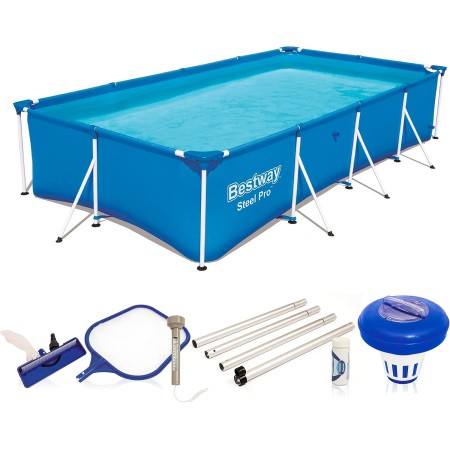 Bestway 56404-19 Infantil Bestway Deluxe Splash Frame Pool Piscina Desmontable Tubular, Color Azul, 300 x 201 x 66 cm