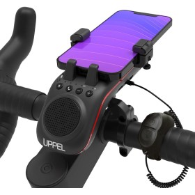 UPPEL Altavoz Bluetooth Bicicleta Portatil Bluetooth 5.1 + Altavoz + 5000mAh Banco de Energía + Luz para Bici +Timbre de Bici +