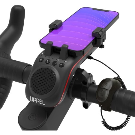 UPPEL Altavoz Bluetooth Bicicleta Portatil Bluetooth 5.1 + Altavoz + 5000mAh Banco de Energía + Luz para Bici +Timbre de Bici +