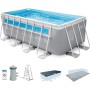 Intex Piscina Desmontable Rectangular Prism Frame, 400x200x122 cm, Material Triple Capa, Capacidad 8.418 L, Ventana panorámica,