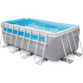Intex Piscina Desmontable Rectangular Prism Frame, 400x200x122 cm, Material Triple Capa, Capacidad 8.418 L, Ventana panorámica,