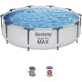 BESTWAY 56408 - Piscina Desmontable Tubular Steel Pro Max 305x76 cm Redonda con Depuradora Cartucho 1.249 L/H, Válvula de