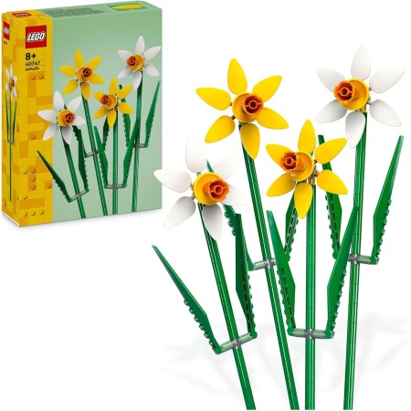 LEGO Botanical Narcisos, Flores Artificiales, Ramo Floral Amarillo y Blanco, Decoración de Pascua para Dormitorio o Escritorio,