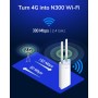 Cudy Módem router 4G LTE Cat 4 para exteriores desbloqueado con ranura SIM, WiFi N300, IP65, antenas celulares desmontables,