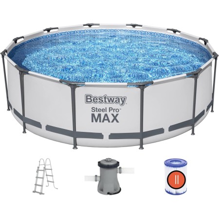BESTWAY 56418D - Piscina Desmontable Tubular Steel Pro Max 366 x 100 cm, con Depuradora Cartucho 2.006 L/H y Escalera