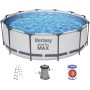 BESTWAY 56418D - Piscina Desmontable Tubular Steel Pro Max 366 x 100 cm, con Depuradora Cartucho 2.006 L/H y Escalera