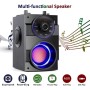 Altavoces Bluetooth, Inalámbrico Portátil con Subwoofer, Graves Pesados, Luces LED, Radio FM, Control Remoto, Reproductor de