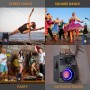 Altavoces Bluetooth, Inalámbrico Portátil con Subwoofer, Graves Pesados, Luces LED, Radio FM, Control Remoto, Reproductor de