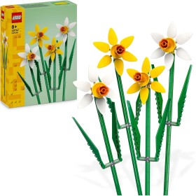 LEGO Botanical Narcisos, Flores Artificiales, Ramo Floral Amarillo y Blanco, Decoración de Pascua para Dormitorio o Escritorio,