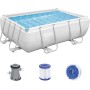 Bestway Power Steel Frame - Juego de Piscina con Bomba de Filtro (282 x 196 x 84 cm), Color Gris Claro