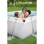 Bestway Power Steel Frame - Juego de Piscina con Bomba de Filtro (282 x 196 x 84 cm), Color Gris Claro