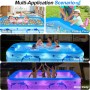 Piscinas Hinchables Grandes con Luces, Solar Piscina Hinchable Adultos con 12 Modos de Iluminación, 240X150X55CM Piscina