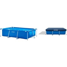 Intex 28271Np Small Frame Piscina Desmontable, 260 X 160 X 65 Cm, 2.282 Litros + 28038 Cobertor Piscina Rectangular Prisma/Small