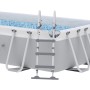 Outsunny Piscina rectangular Fuera del suelo Tubular con escalera, Bomba y filtro, Acero y PVC - 425 x 230 x 101 cm, Gris