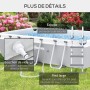 Outsunny Piscina rectangular Fuera del suelo Tubular con escalera, Bomba y filtro, Acero y PVC - 425 x 230 x 101 cm, Gris