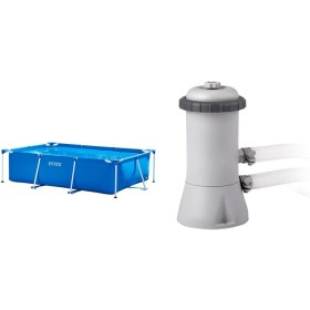 Intex 28270Np Small Frame Piscina Rectangular Desmontable, 220 X 150 X 60 Cm, 1.662 litros + 28604 Depuradora Cartucho Filtros