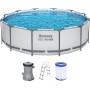 Bestway Steel Pro MAX Frame - Piscina Completa con Bomba de Filtro (diámetro 366 x 122 cm), Color Gris Claro