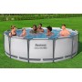 Bestway Steel Pro MAX Frame - Piscina Completa con Bomba de Filtro (diámetro 366 x 122 cm), Color Gris Claro