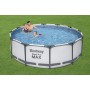 Bestway Steel Pro MAX Frame - Piscina Completa con Bomba de Filtro (diámetro 366 x 122 cm), Color Gris Claro