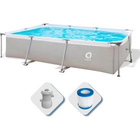 Piscina Rectangular con Estructura, Gris