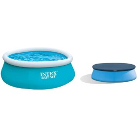 Intex 28101NP Easy Set - Piscina Hinchable Redonda, 183 x 51 cm, 880 litros + 28020 - Cobertor Piscina Hinchable Easy Set 244