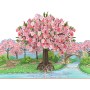 MOKIO® Tarjeta de Flores Pop-Up – Cerezo japonés en flor – Tarjeta de felicitación 3D para un cumpleaños o aniversario, Tarjeta