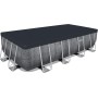 Bestway Power Steel Deluxe Frame Pool - Piscina Rectangular con Marco de Acero Estable, Juego Completo, Aspecto de ratán, Color