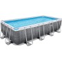 Bestway Power Steel Deluxe Frame Pool - Piscina Rectangular con Marco de Acero Estable, Juego Completo, Aspecto de ratán, Color