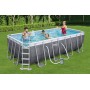 Bestway Power Steel Deluxe Frame Pool - Piscina Rectangular con Marco de Acero Estable, Juego Completo, Aspecto de ratán, Color
