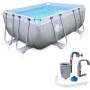 yourGEAR XL Family Pool Grey 3x2x1m con espumadero - Piscina con Estructura de Acero Piscina de jardín Piscina para niños