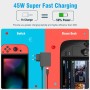 Cargador para Nintendo Switch, 45W Adaptador de Corriente con Cable Switch de 1.5M/5FT Carga Rápida USB Tipo C para Switch