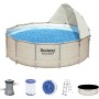 Bestway Steel Pro MAX Frame - Piscina Redonda (366 x 100 cm, Incluye Bomba de Filtro, Efecto Madera)