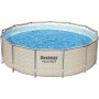 Bestway Steel Pro MAX Frame - Piscina Redonda (366 x 100 cm, Incluye Bomba de Filtro, Efecto Madera)