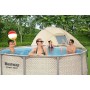Bestway Steel Pro MAX Frame - Piscina Redonda (366 x 100 cm, Incluye Bomba de Filtro, Efecto Madera)