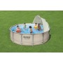 Bestway Steel Pro MAX Frame - Piscina Redonda (366 x 100 cm, Incluye Bomba de Filtro, Efecto Madera)