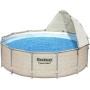 Bestway Steel Pro MAX Frame - Piscina Redonda (366 x 100 cm, Incluye Bomba de Filtro, Efecto Madera)