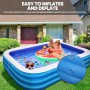 Piscina Inflable, Piscina Infantil Rectangular, Gran Piscina Familiar, para Jardín, Balcón, 210 cm x 135 cm x 60 cm